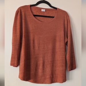 Poetry Linen Knit Top, Sz 10, Burnt Orange